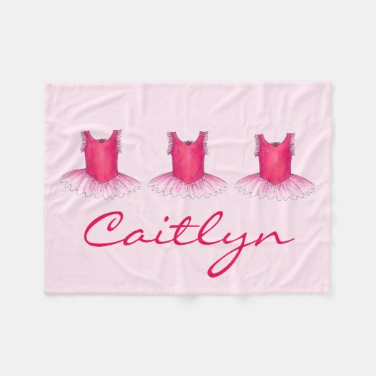 Pink Ballet Tutu Persoonlijk Ballerina Dancer Fleece Deken (Voorkant (Horizontaal))