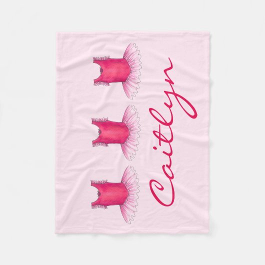 Pink Ballet Tutu Persoonlijk Ballerina Dancer Fleece Deken (Voorkant)