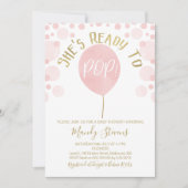 Pink Ballon klaar voor Pop Baby shower Kaart (Voorkant)