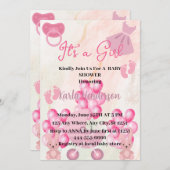 Pink Ballons Bunny Rabbit Het is een Meisje Baby s Kaart (Voorkant / Achterkant)