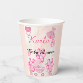 Pink Ballons Bunny Rabbit Het is een Meisje Baby s Papieren Bekers