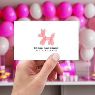 Pink Balloon Animal Party Event Planner Visitekaartje