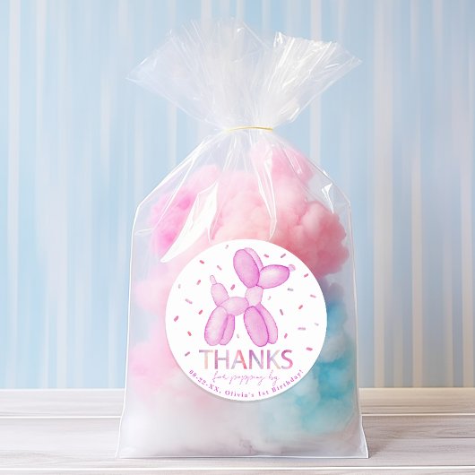 Pink Balloon Animal Party Sticker