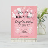 Pink Balloon baby shower Invitation Kaart (Staand voorkant)