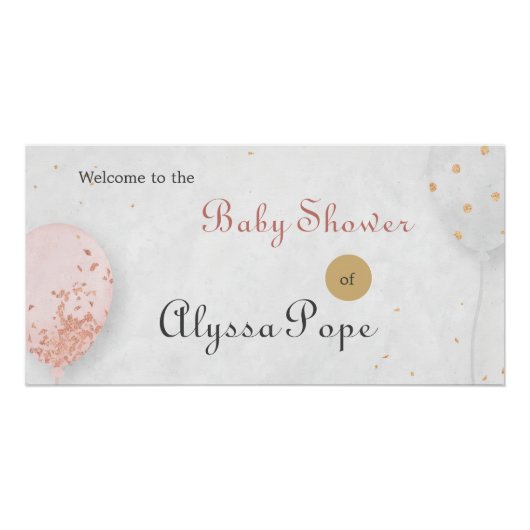 Pink Balloon Baby Shower Perfect Poster (Voorkant)