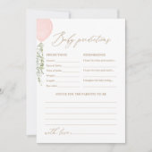 Pink Balloon Baby shower voorspellingen en advies Kaart (Voorkant)