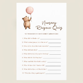 Pink Balloon Bear Nursery Rhyme Quiz Game for Baby Flyer