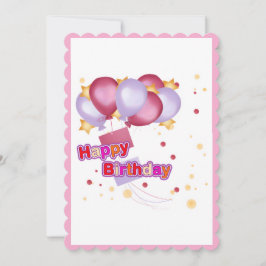 Pink Balloon Birthday Card for Girls – Cute and Jo Kaart