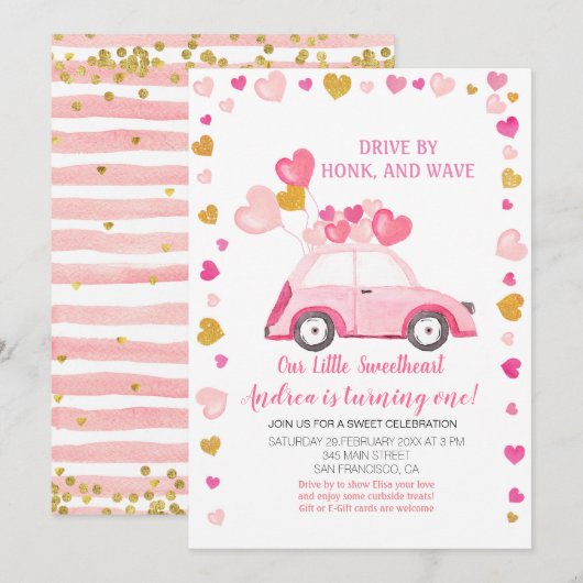 Pink Balloon Drive beroemd gemaakt door Valentijn Kaart (Voorkant / Achterkant)