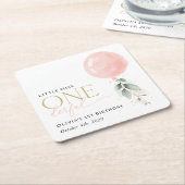 Pink Balloon, Eucalyptus, Greenery, First Birthday Kartonnen Onderzetters (Schuin)