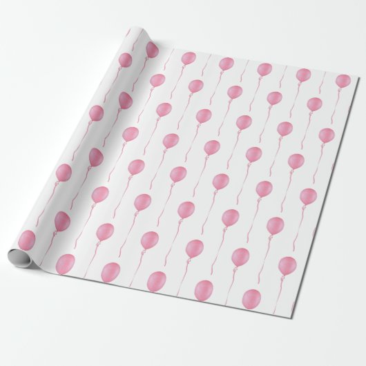 Pink balloon Gift Wrapping Paper - Cadeaupapier. Cadeaupapier (Uitgerold)