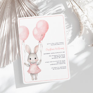 Pink Balloon Girl Baby shower Uitnodiging