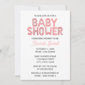 Pink Balloon Letter Baby Shower Invitation Kaart (Voorkant)
