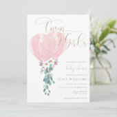 Pink Balloon Twin Girls Baby shower Kaart (Staand voorkant)