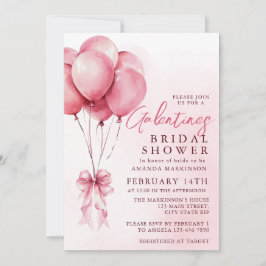Pink Balloon Watercolor Galentines Bridal Shower Kaart