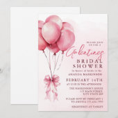 Pink Balloon Watercolor Galentines Bridal Shower Kaart (Voorkant / Achterkant)