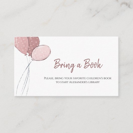 Pink Balloons Baby shower Breng een boek Informatiekaartje (Voorkant)
