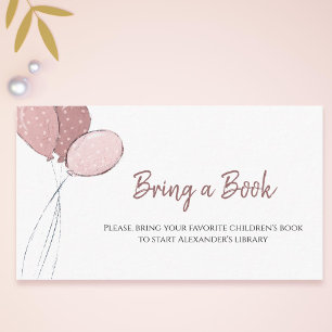 Pink Balloons Baby shower Breng een boek Informatiekaartje