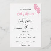 Pink Balloons baby shower Folie Uitnodiging (Achterkant)