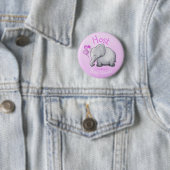 Pink Balloons Elephant Baby Shower Host Ronde Button 5,7 Cm (In situ)