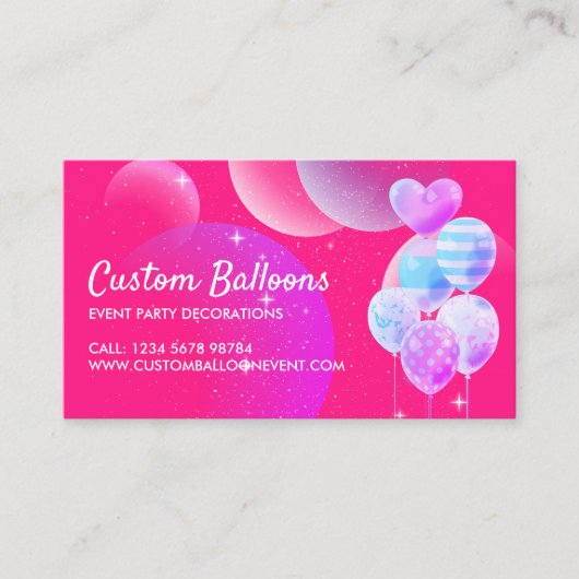 Pink Balloons Event Party Planner Decoratie Visitekaartje (Voorkant)