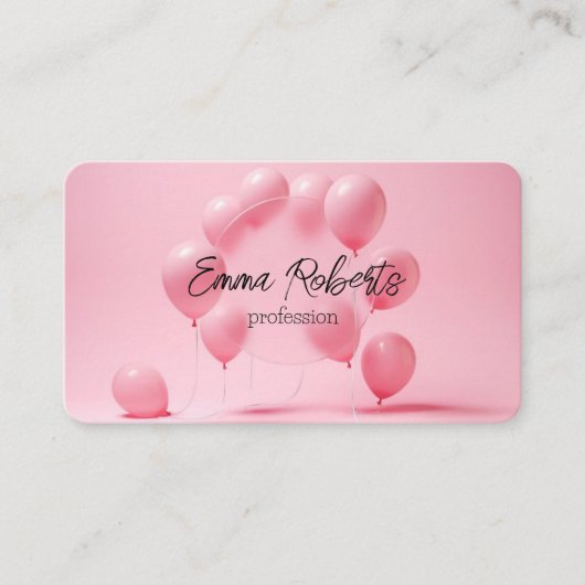 Pink Balloons Event Visitekaartje (Voorkant)