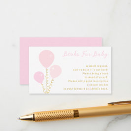 Pink Balloons Girl Baby Shower Books For Baby Informatiekaartje