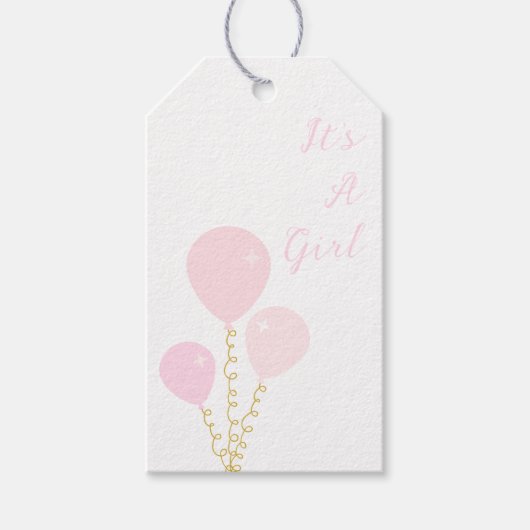 Pink Balloons Girl Baby Shower Cadeaulabel (Voorkant)