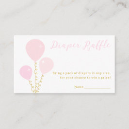 Pink Balloons Girl Baby Shower Diaper Raffle Informatiekaartje