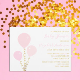 Pink Balloons Girl Baby Shower Kaart