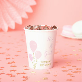 Pink Balloons Girl Baby Shower Papieren Bekers