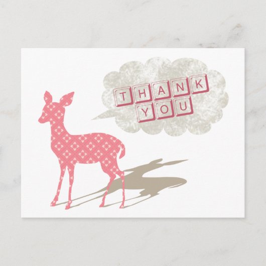 Pink Bambi Bedankt Briefkaart (Voorkant)
