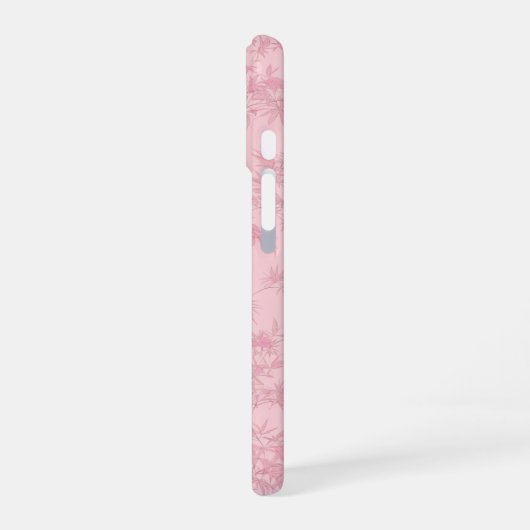 Pink Bamboo Leaf Japanese Modern Phone Case iPhone 16 Hoesje (Linkerkant)