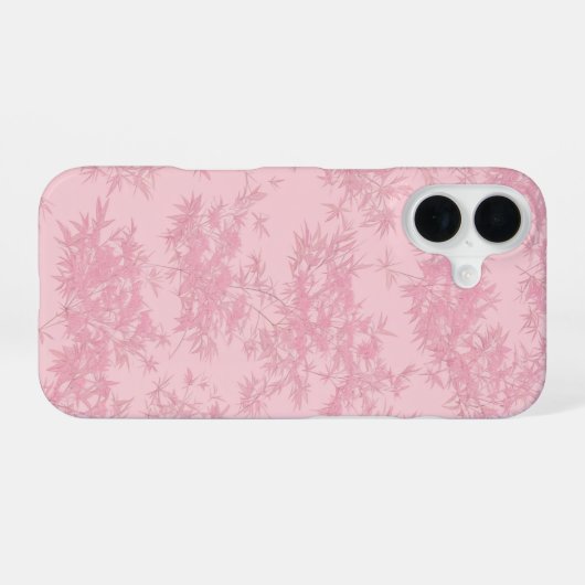 Pink Bamboo Leaf Japanese Modern Phone Case iPhone 16 Hoesje (Achterkant horizontaal)