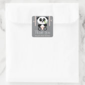 PInk Bamboo Panda Baby shower Dank u Stickers (Tas)