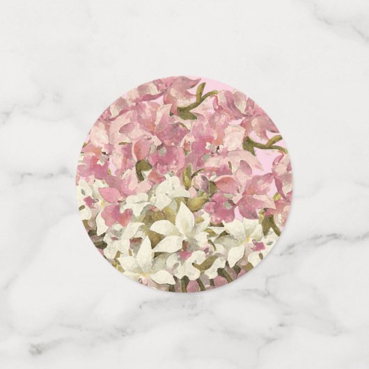 Pink Baptism Girl Foto Floral Geometric Orchids Confetti (Kleine voorkant)