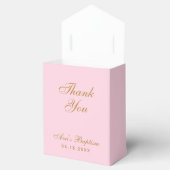 Pink Baptism Girl Foto Orchids Script Gold Floral Bedankdoosjes (Geopend)