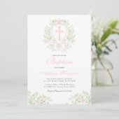 Pink Baptism Invitation, Girl Baptism, Kaart (Staand voorkant)