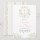 Pink Baptism Invitation, Girl Baptism, Kaart (Voorkant / Achterkant)