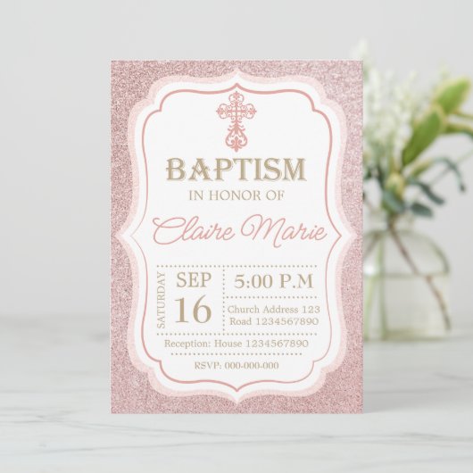 Pink Baptism Kaart (Staand voorkant)