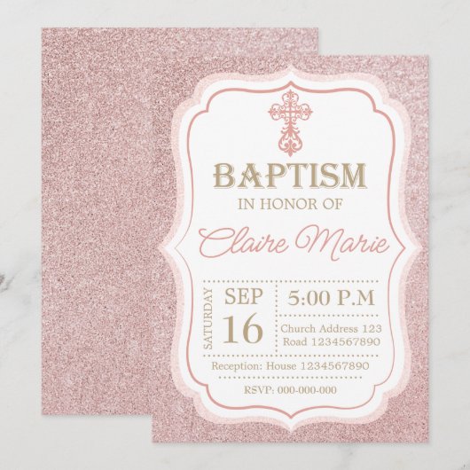 Pink Baptism Kaart (Voorkant / Achterkant)