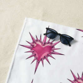 Pink Barbed Heart Cybersigilism Beach Towel Strandlaken