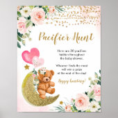 Pink Barly Baby shower Pacifier Hunt Poster (Voorkant)