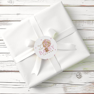 Pink Barly Wait Teddy beer ballonnen baby shower Ronde Sticker