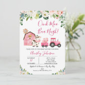 Pink Barn Boerderij Boerderij Dieren Baby shower Kaart (Staand voorkant)