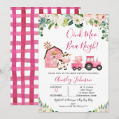 Pink Barn Boerderij Boerderij Dieren Baby shower Kaart (Voorkant / Achterkant)