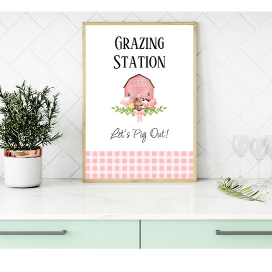 Pink Barnyard Birthday Food Station Poster