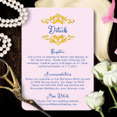 Pink Baroque Floral Heart Mexican Wedding Informatiekaartje