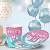 Pink Baseball Drip Birthday Papieren Bekers