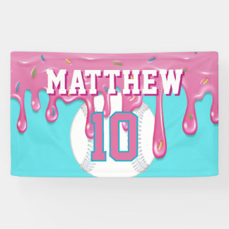Pink Baseball Drip Birthday Spandoek